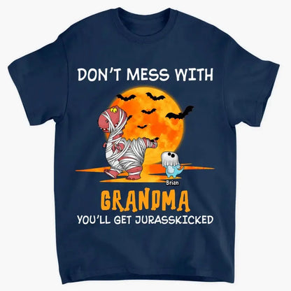Personalized Custom T-Shirt - Halloween Gift For Grandma, Mom, Dad - Don't Mess With Mamasaurus