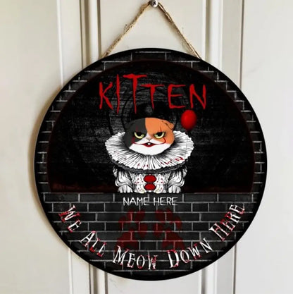 Halloween Welcome Sign, Halloween Custom Wooden Signs, We All Meow Down Here