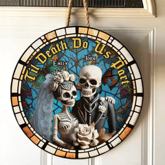 Til Death Do Us Part, Couple Gift, Personalized Wooden Sign, Skull Couple Wood Sign, Halloween Gift