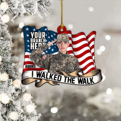 Custom Photo Branch Rank Personalized Ornament Gift For Military Veteran