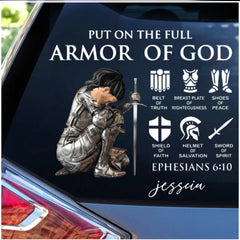 Personalized Woman Warrior Put On The Full Armor Of God Sticker Decal