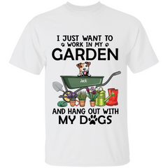 Chemise personnalisée, je veux juste travailler dans mon jardin et sortir avec mes chiens, cadeau pour les amoureux du jardinage et des chiens