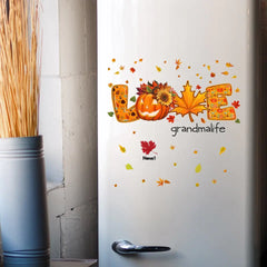 Love Grandma Life Pumpkin Fall Leaves Personalized Decal