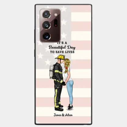 It's A Beautiful Day To Save Lives - Personalized Phone Case, Couple Portrait, Firefighter, EMS, Nurse, Police Officer, Military, Gifts by Occupation