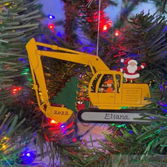 Ornement personnalisé de construction d’excavatrice de Noël