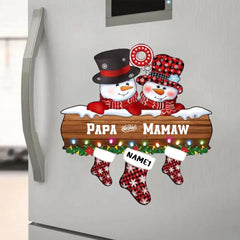 Personalized Christmas Papa & Mamaw Couple Snowman Socks Sticker Decal