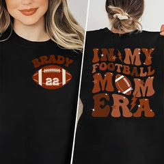 Game day Sport Mama Tee, Football Game Season Shirt, Custom Football Mom Era Shirt with Kid Name & Number, Personalize Mom Football Tee