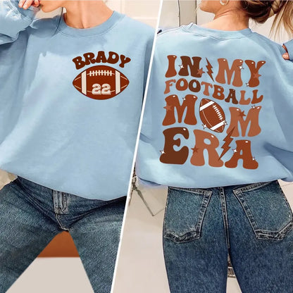 Game day Sport Mama Tee, Football Game Season Shirt, Custom Football Mom Era Shirt with Kid Name & Number, Personalize Mom Football Tee