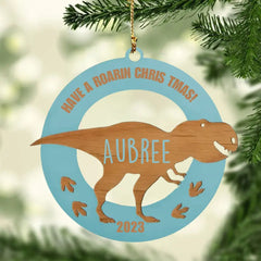 Ornement de Noël personnalisé en bois pour enfants dinosaures