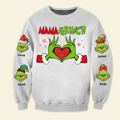 Cadeau pour la famille, sweat à capuche 3D personnalisé, sweat à capuche familial Green Monster de Noël, cadeau de Noël