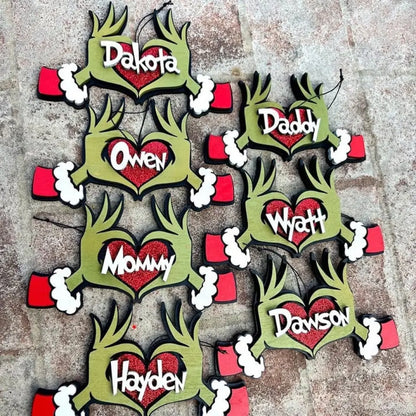 Personalized Grinchma Ornaments, Wooden Christmas Ornaments