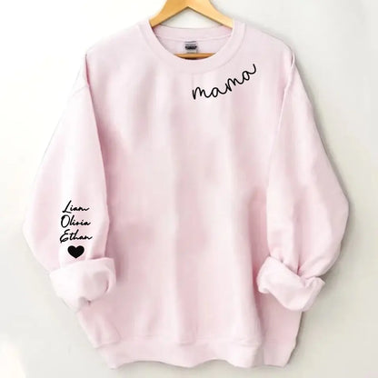 Custom Mama Sweatshirt with Kids Names sleeve