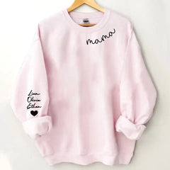 Sweat-shirt Mama personnalisé avec manche noms d’enfants