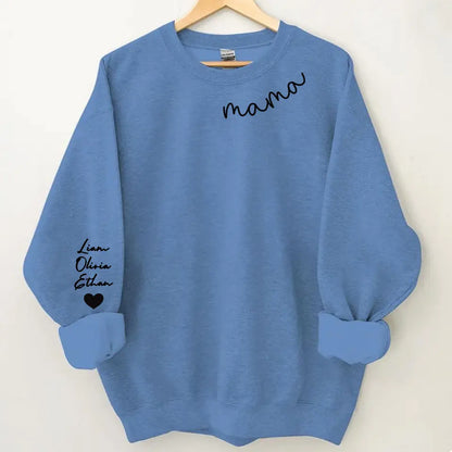 Custom Mama Sweatshirt with Kids Names sleeve