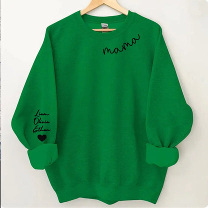Custom Mama Sweatshirt with Kids Names sleeve