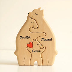 We Are One - Puzzle d’art en bois en forme d’ours personnalisé par famille - Sculptures en bois pour animaux de compagnie 