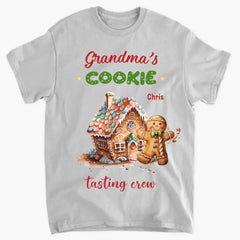 Grandma’s Cookie Tasting Crew - T-shirt personnalisé personnalisé - Cadeau de Noël pour grand-mère, maman, membres de la famille
