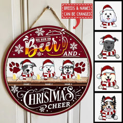 Décorations de porte de Noël, cadeaux pour les amoureux des animaux de compagnie, nous courons sur la bière et la joie de Noël, panneaux de porte de bienvenue noirs et rouges, cadeaux pour maman de chien