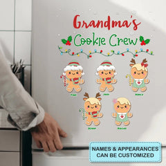 Grandma’s Cookie Crew - Autocollant personnalisé personnalisé - Cadeau de Noël pour grand-mère, membres de la famille