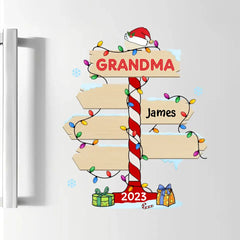 Grand-mère Christmas Post Sign - Autocollant personnalisé personnalisé - Noël, cadeau de la fête des mères pour grand-mère, maman, membres de la famille