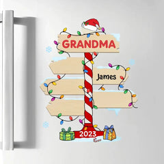 Grand-mère Christmas Post Sign - Autocollant personnalisé personnalisé - Noël, cadeau de la fête des mères pour grand-mère, maman, membres de la famille