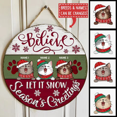 Décorations de porte de noël, cadeaux pour les amoureux des chats, panneaux de bienvenue pour la saison des neiges, cadeaux pour maman chat