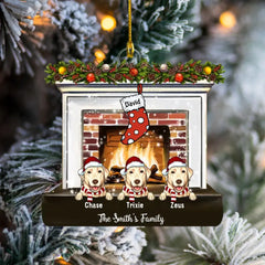 Ornement de Noël familial, Joyeux Noël, Bas de Noël suspendus - Ornement en bois personnalisé, Cadeau pour amoureux des chiens