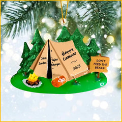 Camping Tent Personalized Christmas Ornament, 2023 Friends Ornament, Gift for Campers