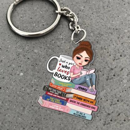 Just A Girl Who Loves Book Personalized Keychain Gift For Book Lover