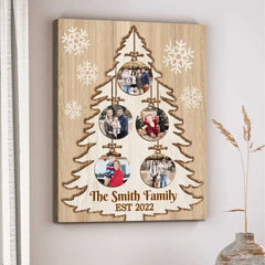 Christmas Tree Picture Collage Canvas, Christmas Photo Gift, Best Family Christmas Gifts