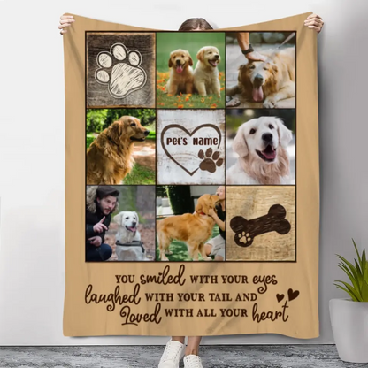 Personalized Photo Dog Blanket, Pet Loss Gifts, You Smiled With Your Eyes