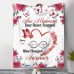 Personalized Blanket - Gift For Family Member - The Moment Your Heart Stopped, Mine Changed Forever