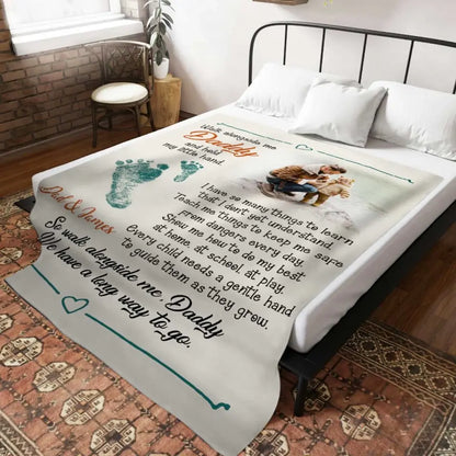 Walk Alongside Me Daddy Photo Blanket, Father’s Day Gifts From Toddler, Personalized Gift For New Dad