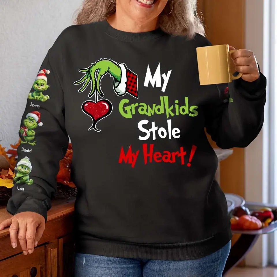 My Kid Stole My Heart, Gift For Family, Personalized Shirt, Green Monster Kids Shirt, Christmas Gift