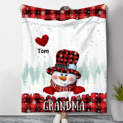 Bonhomme de neige de Noël Nana - Couverture personnalisée personnalisée - Cadeau de Noël pour grand-mère, maman, membres de la famille - 50 % de réduction 