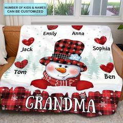 Christmas Snowman Nana - Personalized Custom Blanket - Christmas Gift For Grandma, Mom, Family Members - 50% OFF