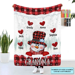 Bonhomme de neige de Noël Nana - Couverture personnalisée personnalisée - Cadeau de Noël pour grand-mère, maman, membres de la famille - 50 % de réduction 