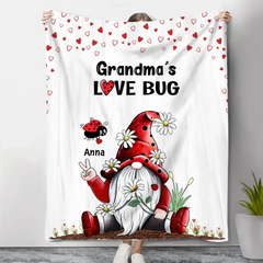Grandma’s Love Bugs Gnome - Couverture personnalisée - Cadeau pour grand-mère 