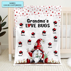 Grandma’s Love Bugs Gnome - Couverture personnalisée - Cadeau pour grand-mère 