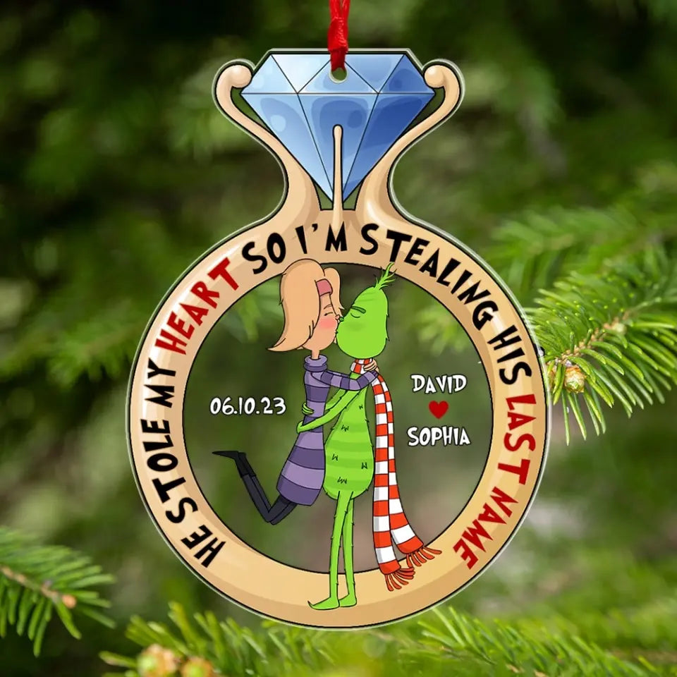 He Stole My Heart-Personalized Acrylic Ornament- Gift For Him/ Gift For Her- Christmas Gift- Couple Ornament