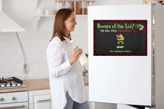 Beware the Kids, Gift for Family, Green Monster Kids - Personalized Fridge Decal, Christmas