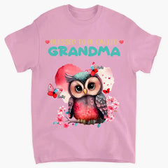 Personalized apparel "Blessed to be called Grandma Owl Butterfly" with child's name printed on it