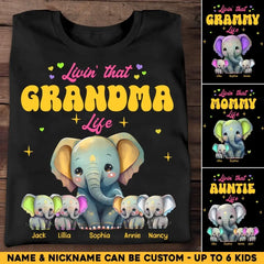 Vêtements personnalisés Livin That Grandma Life Elephant Color Print