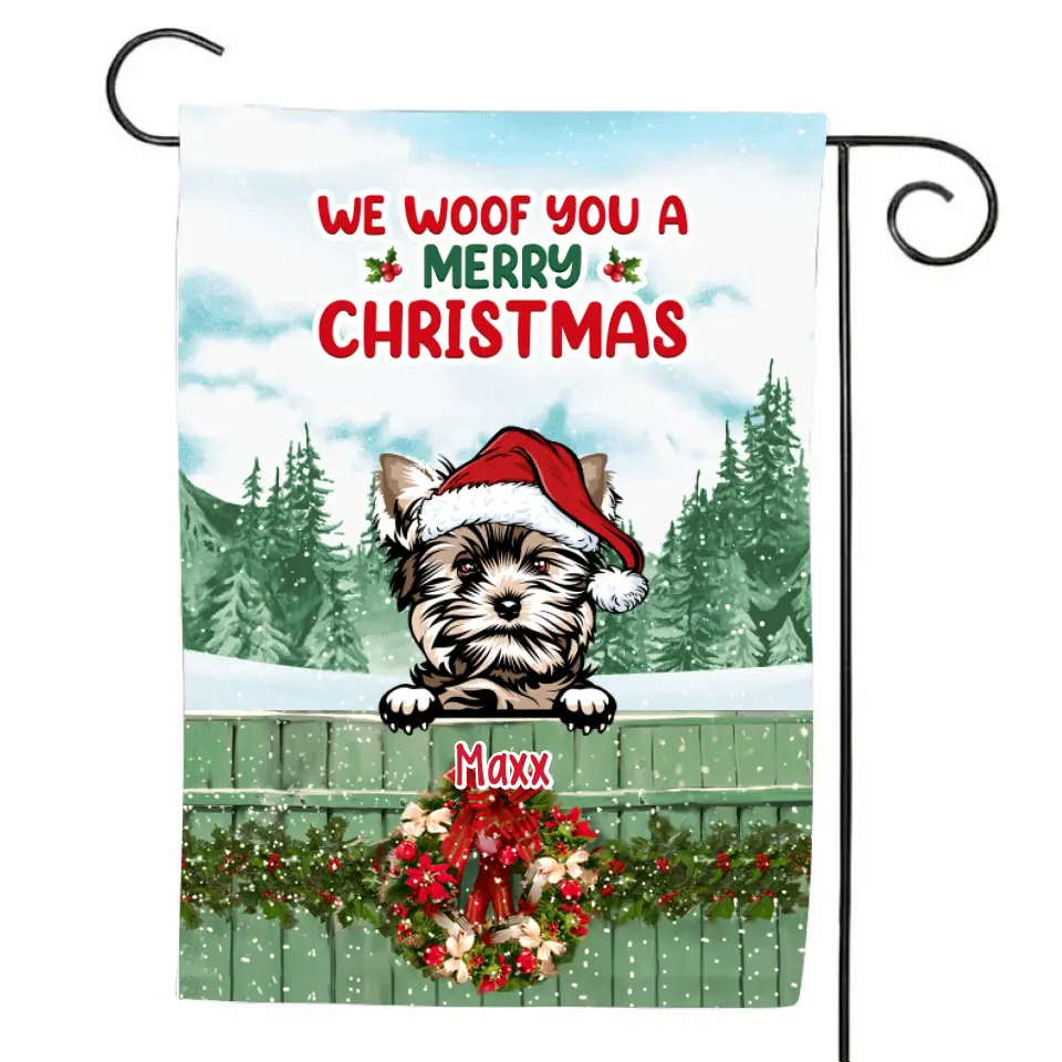Personalized Garden Flag, Up To 6 Pets, We Woof You A Merry Christmas, Christmas Gift For Dog Lovers, Cat Lovers