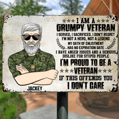 Personalized Grumpy Canadian Veterans Metal Sign Printed