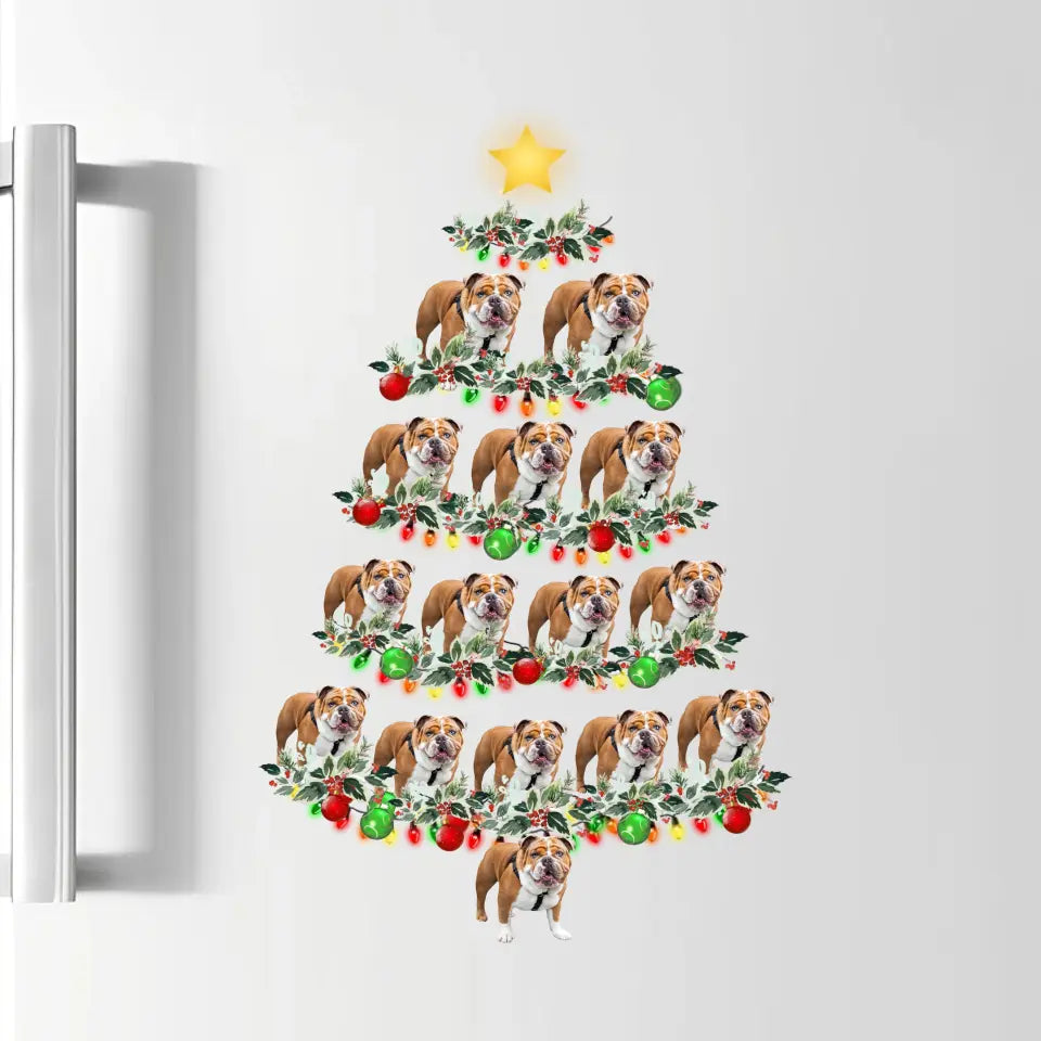 Personalized upload your dog and cat photo Christmas tree decal printing