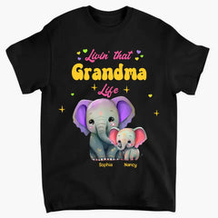 Vêtements personnalisés Livin That Grandma Life Elephant Color Print