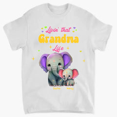 Vêtements personnalisés Livin That Grandma Life Elephant Color Print