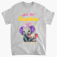 Vêtements personnalisés Livin That Grandma Life Elephant Color Print