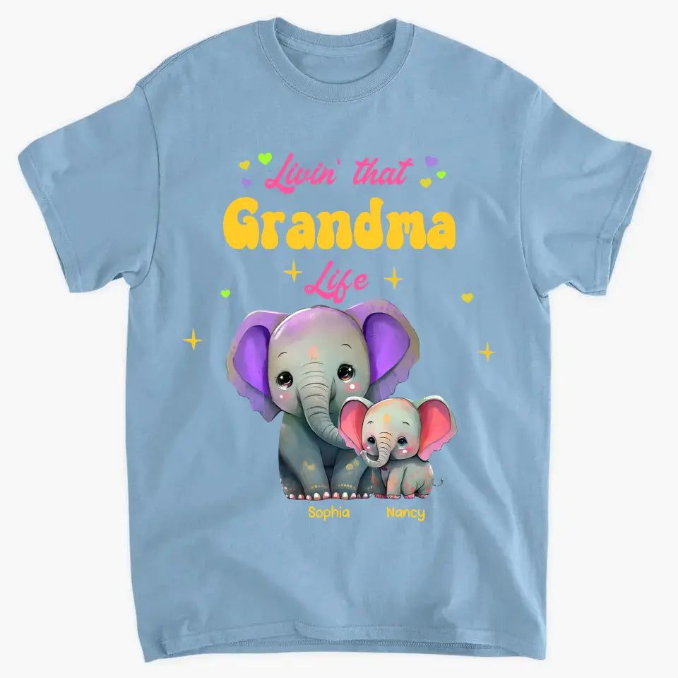 Personalized Livin That Grandma Life Elephant Color Print Clothing